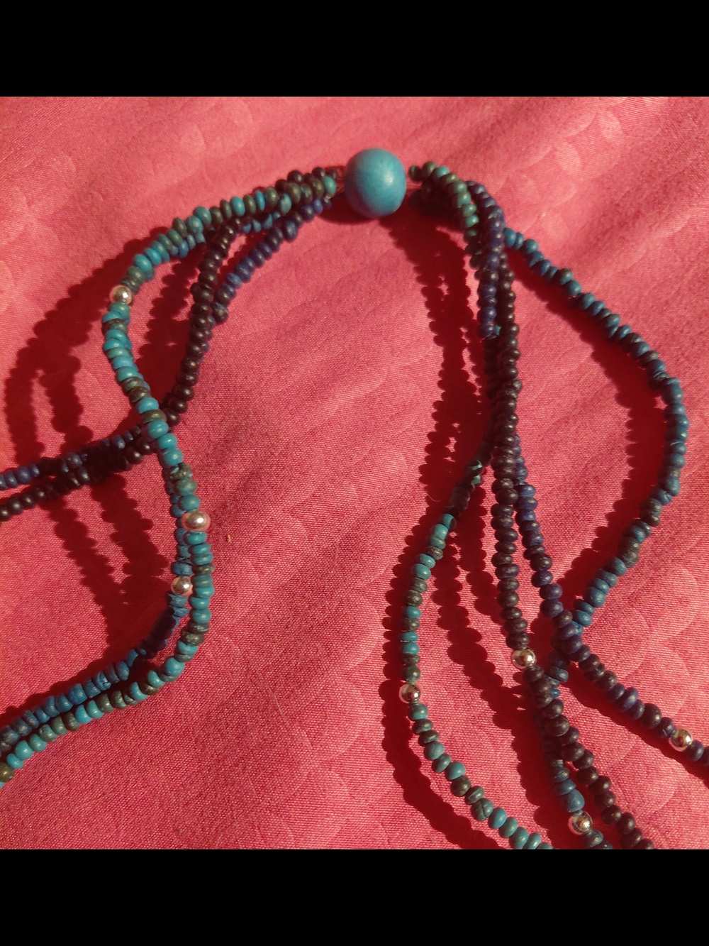 Faux Turquoise and Navy Beaded Women’s Necklace